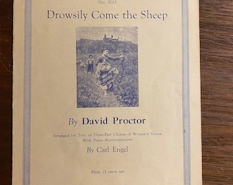 Drowsily Come the Sheep - David Proctor - Arreglo para trío o coro de tres voces de mujeres con acompañamiento de piano - 1923 - Flammer