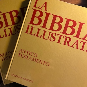 La Bibbia Illustrata Antico / Nuovo Testamento - 1974 - Bíblia em italiano 2 volumes definida em caixa de papelão - Giovanni Canfora - em italiano