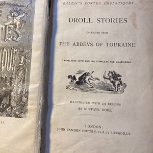 Droll Stories Collected From The boys of Touraine - Balzac&#39;s Contes Drolatiques - Illustrated Gustave Dore - 1874 - Literature Short Stories