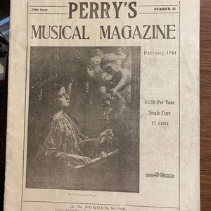 Perry&#39;s Musical Magazine - February 1941 Number 11 - 59th Year - Sheetmusic - Articles  - Vintage etc