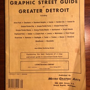 Grafischer Straßen-Führer von Greater Detroit - Karte Stadt - Fred Johnson - Index Details - Fundort