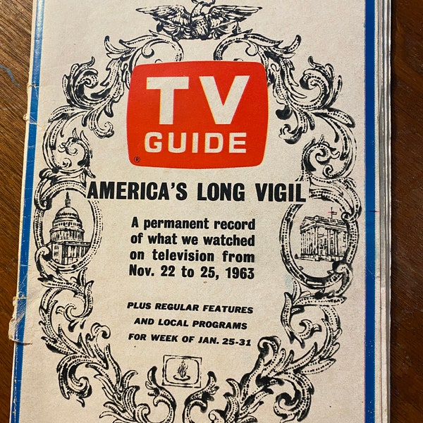 TV guide America's Long Vigil Television Nov 22 to 25, 1963 - American President Kennedy - Assassination Death of a President -  Politics