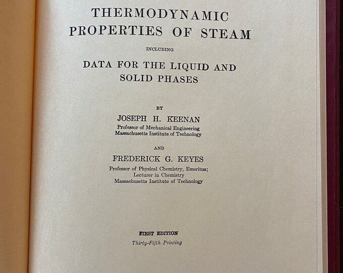 Thermodynamic Properties of Steam Data for the Liquid / - Etsy