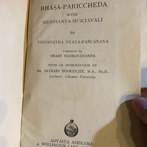 Bhasa Pariccheda mit Siddhanta Muktavali - Visvanatha Nyaya Pascanana - 1954 - Philosophie Hinduismus / Buddhismus -