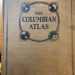 Rand McNally Columbian Atlas - Monde - 1925 - Cartes du monde en couleur - Index des populations des pays / villes