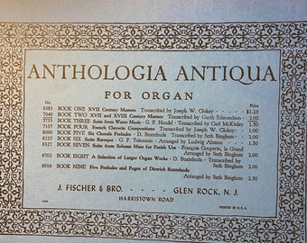 Anthologia Antiqua For Organ Book Two - XVII  & XVIII Century Masters - Seth Bingham - 1935 - Sheet Music - Garth Edmundson - No 7040