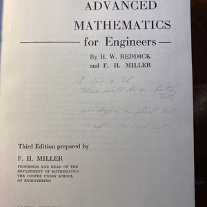 Geavanceerde wiskunde voor ingenieurs - Reddick | Miller - 1955 - Referentie / concepten van wiskunde - Lessen / Studie