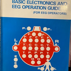 Puede incluir: Un diagrama azul y rojo de un cerebro canino con el texto "BASIC ELECTRONICS AND EEG OPERATION GUIDE (FOR EEG OPERATORS)" en la parte superior.