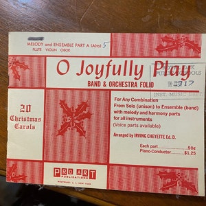 O Joyfully Play 20 Christmas Songs Band Orchestra Folio  - 1957 Melody, Ensemble Part A (alto) Flute Violin Oboe - Sheet Music - I Cheyette