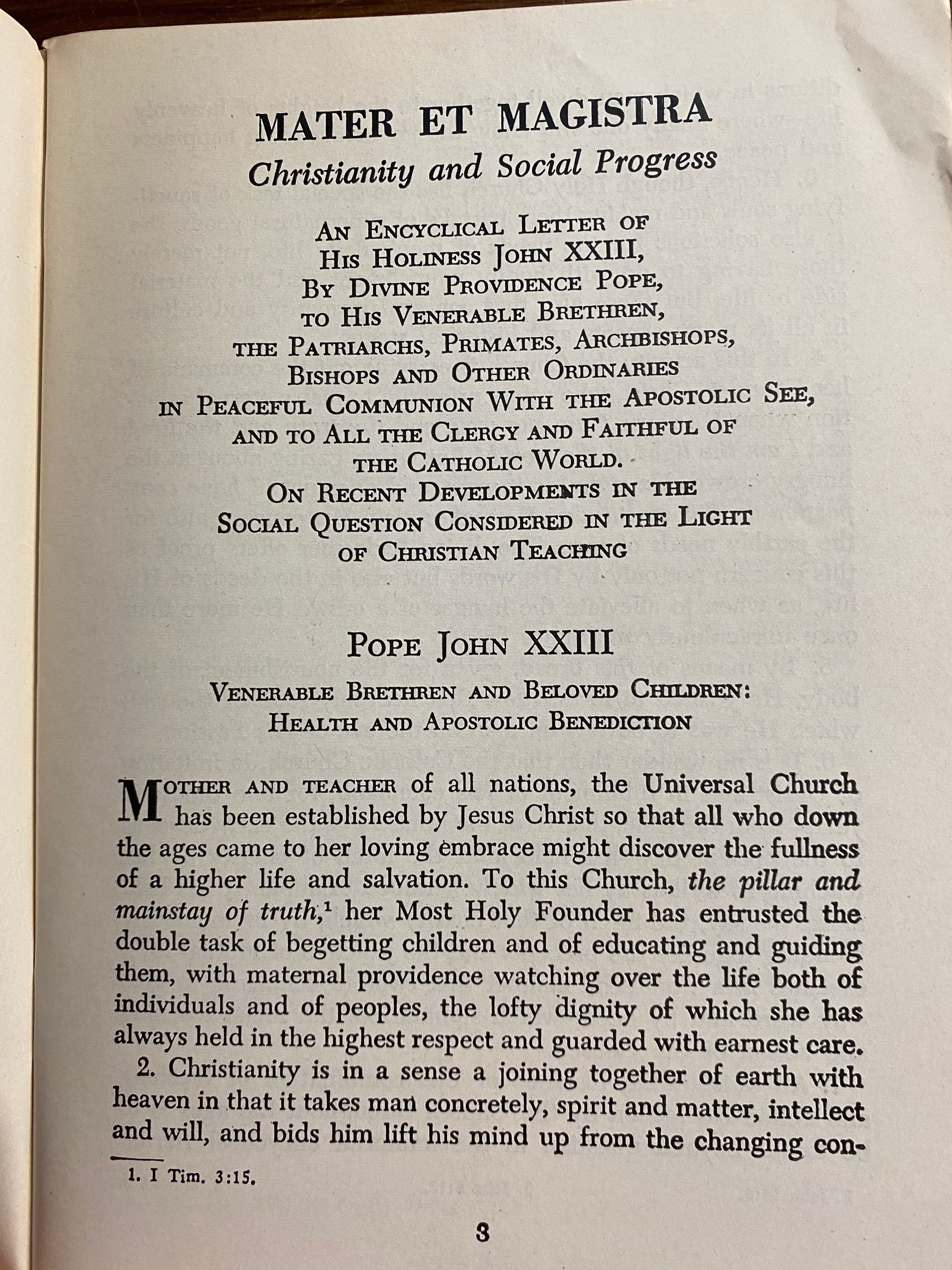 Mater Et Magistra Christianity and Social Progress Encyclical