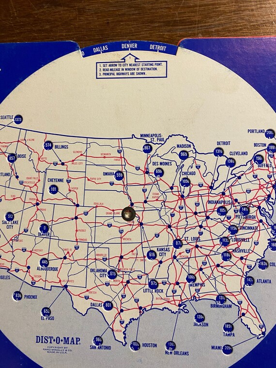 Distance Between Cities Rand Mcnally Dist-O-Map Travel Planning Tool From Rand Mcnally Find | Etsy Canada