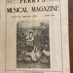 Perry&#39;s Musical Magazine - June 1941 Number 3 - 60th Year - Sheetmusic - Articles  - Vintage etc