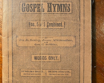 Gospel Hymns  Numbers 5 & 6 Combined (Words Songs) Use Gospel Meetings, Religious Services - 1892 - Music