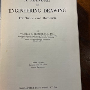Un manuel de dessin technique (rédaction) pour étudiants/dessinateurs - 1941 - Thomas French - Cours de compréhension de base - Méthodes - Symboles