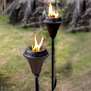Deco Home Set of 4 60-inch Citronella Garden Outdoor/Patio Flame Metal Torch -Black Matt Deco Home Set of 4 60-inch Citronella Garden Outdoor/Patio Flame Metal Torch -Black Matt
