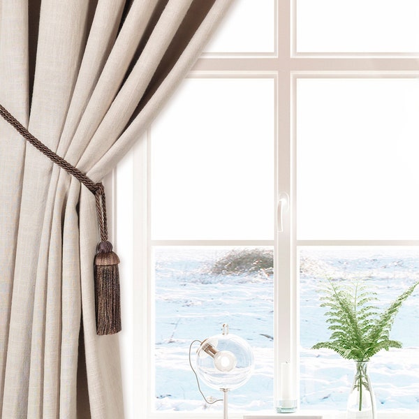 Deco Window 2 Pcs Curtain Tieback Rope with Tassel Designer Drapery Holdbacks for Door and Window Curtain