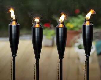 Deco Home Garden Tiki Torch Set of 4 | 60inch Citronella Garden Outdoor Lighting Torch for Party Patio Pathway