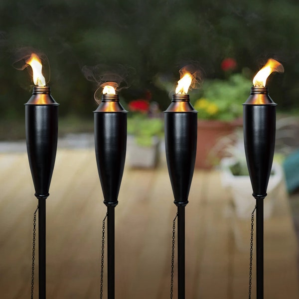 Deco Home Garden Tiki Torch Set of 4 | 60inch Citronella Garden Outdoor Lighting Torch for Party Patio Pathway
