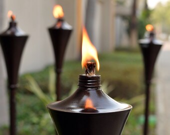 Deco Home (Set of 4)Tiki torch 64-inch Outdoor Garden Flame Conical Torch Brown Oil Rubbed Finish