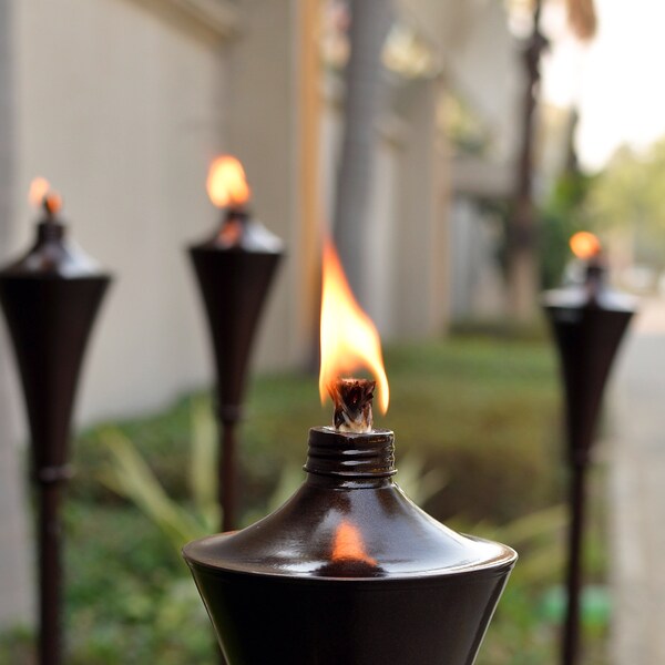 Deco Home (Set of 4)Tiki torch 64-inch Outdoor Garden Flame Conical Torch Brown Oil Rubbed Finish