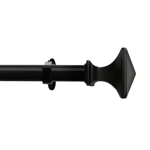 Deco Window Black Matte Curtain Rod 44–120 Inch | 19mm Heavy Duty Extendable Metal Drapery Rod with French Square Finials | Adjustable Rod