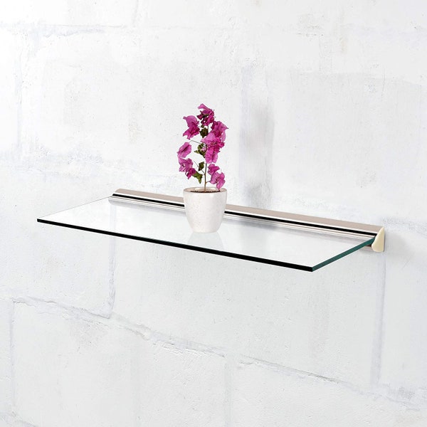 Deco Home Floating Tempered Glass Shelve with Brackets for Living & Drawing Room