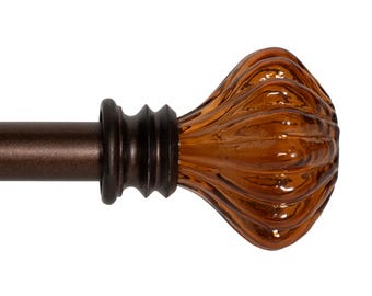 Deco Window Brown Curtain Rod 44–120 Inch – 19mm Extendable Metal Rod with Glass Mushroom Finials for Living & Bedroom
