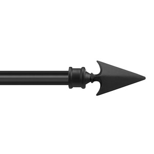 May include: Black metal curtain rod with a spear-shaped finial.