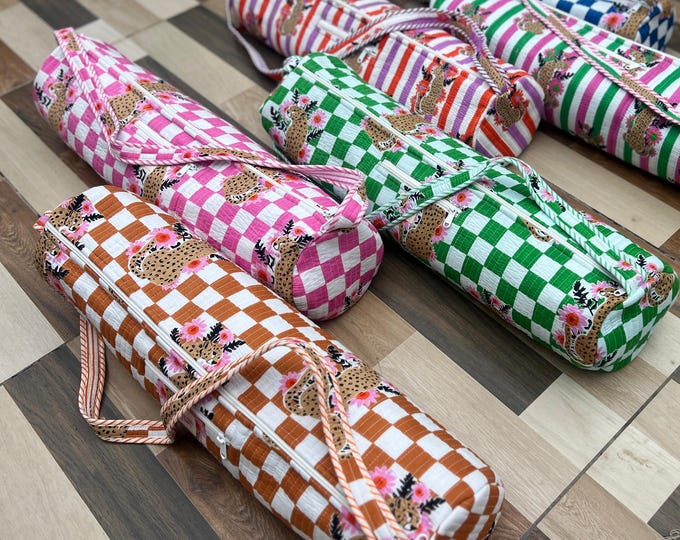Handmade Yoga Bag, Cotton Quilted GYM Bag, Indian Floral Yoga Mat Bag, Yoga Mat Bag For Women, Eco-Friendly Sport Bag With Adjustable Handle