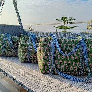 Große Baumwolle Gesteppte Duffle Reisetasche für Frau Schultertasche Wochenendtasche Boho Strand Reisetasche Hand Gepäck Tasche Picknicktasche Einkaufstaschen