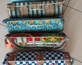 Bohemian Cotton Yoga Mat Bag, Quilted Custom Gym Bag, Personalized Indian Sports Bag, Lightweight Yoga Carrier for Women & Men
