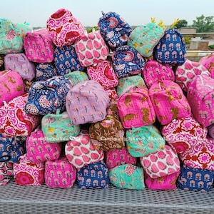 Grosse Lot von große Baumwolle Gesteppte Kulturbeutel Tasche Handgemachte Block Print Kosmetik Boho Tasche Frau Make-up Tasche Reise Handtasche-Geschenke!