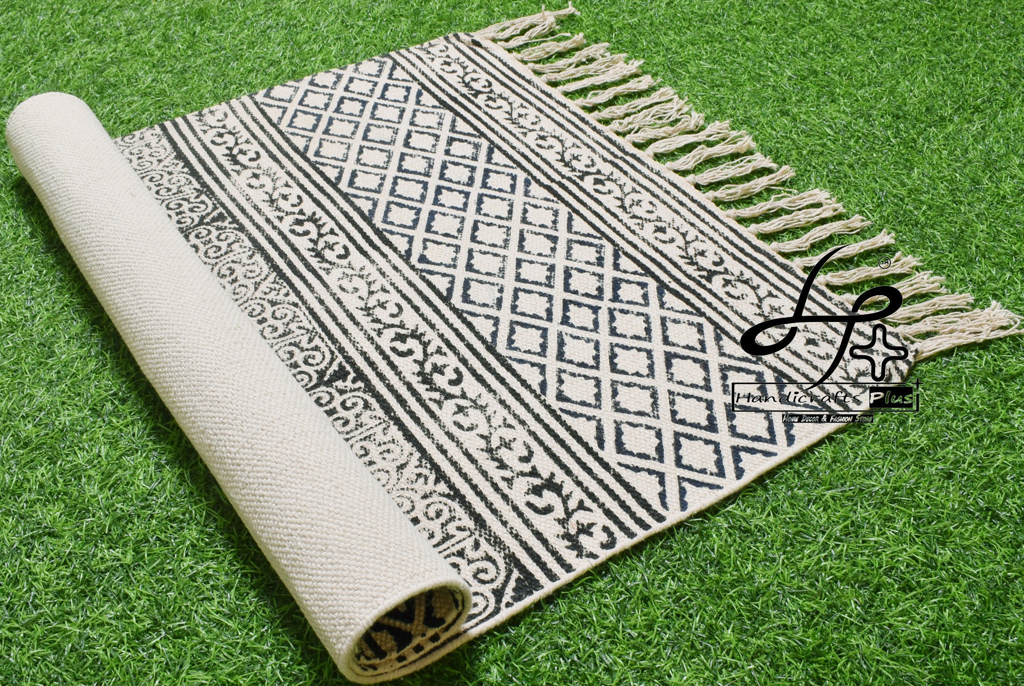 Cotton Beach Mat Handmade Dari Wool Dhurrie Rug 2x3' Indian Floor Carpet Dhurrie 