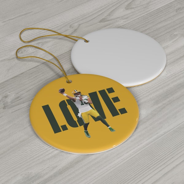 Green Bay Packers Jordan Love Ceramic Ornament