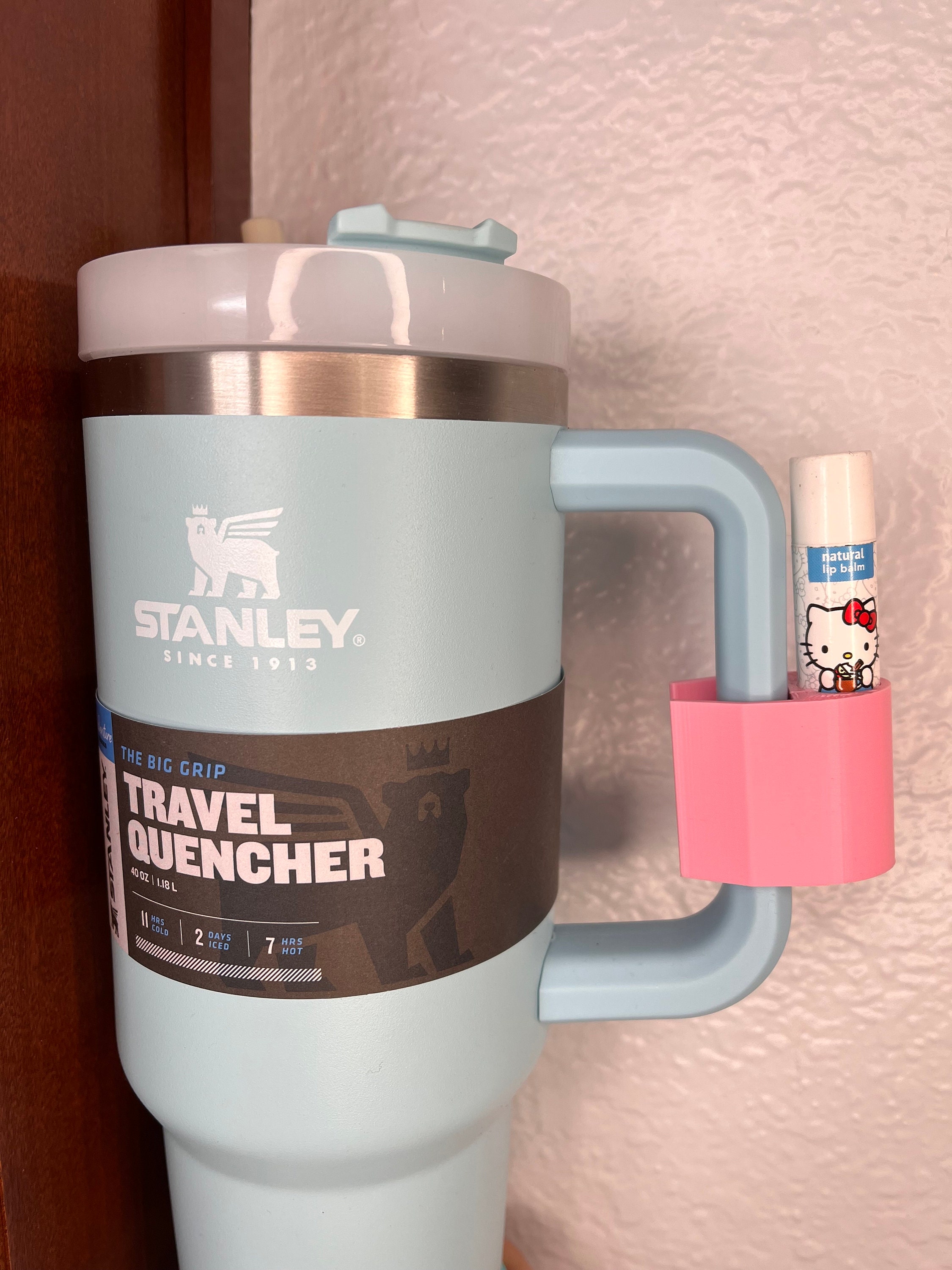 Water Bottle Boot for Stanley Cup 40OZ,Accessories Charms Chapsticks Holder  for Stanley Tumbler with Handle (Hot Pink,Transparent)