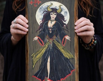 Lilith Malerei, Hexe, Wanddeko, Altarbild, Wanddeko, Wanddeko, Wanddeko Geschenk, Hexe Geschenk