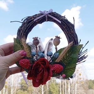 Litha Wreath Witch Room Decor with Pentacle Wiccan Gifts for Witch Room Gifts Door Wreath Dia 4,5 Inch,witchy decor Easter Wreath mabon