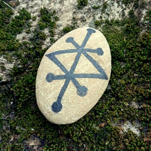Azazel symbol, sea stone with Azazel&#39;s seal painted on it, Azazel&#39;s altar, the symbol helps to unleash inner potential.best witch room decor