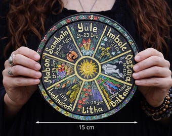 Wheel of the Year of the Witch, Hand-drawn Witch House Altar Decor,Handmade Witch Decor, Forest Witch Occult Festivities Symbols
