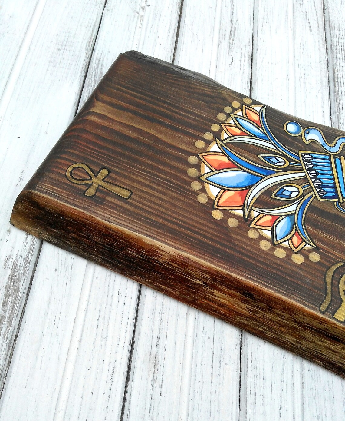 Original Peinture bleu lotus ornement égyptien peinture Etsy