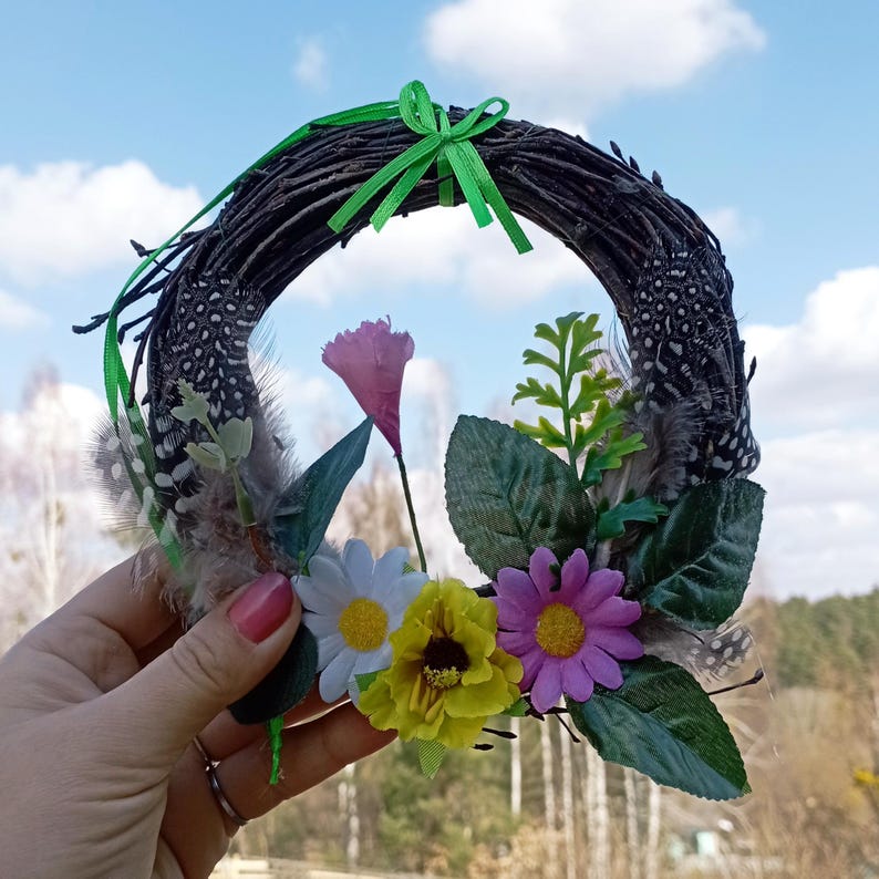 Litha Wreath Witch Room Decor with Pentacle Wiccan Gifts for Witch Room Gifts Door Wreath Dia 4,5 Inch,witchy decor Easter Wreath Litha