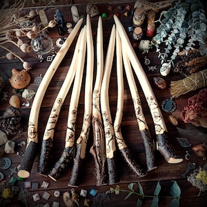 Linden Ritual Magic Wand, Druid&#39;s witchcraft Wand with witchcraft symbols to attract love, Pagan gift,linden wood talisman ,Length 16 inches