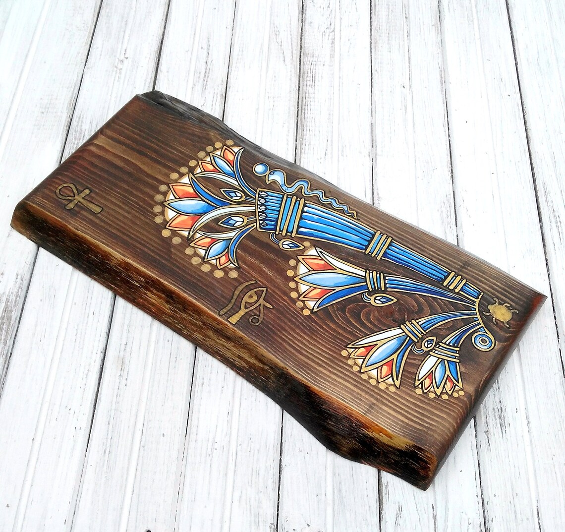 Original Peinture bleu lotus ornement égyptien peinture Etsy