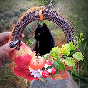 Corona de Samhain Decoración de habitación de bruja con pentáculo Regalos wiccanos para habitación de bruja Regalos Corona de puerta Diámetro 4,5 pulgadas, decoración de bruja Corona de Pascua