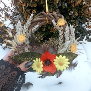 Litha Wreath Witch Room Decor with Pentacle Wiccan Gifts for Witch Room Gifts Door Wreath Dia 4,5 Inch,witchy decor Easter Wreath Lammas