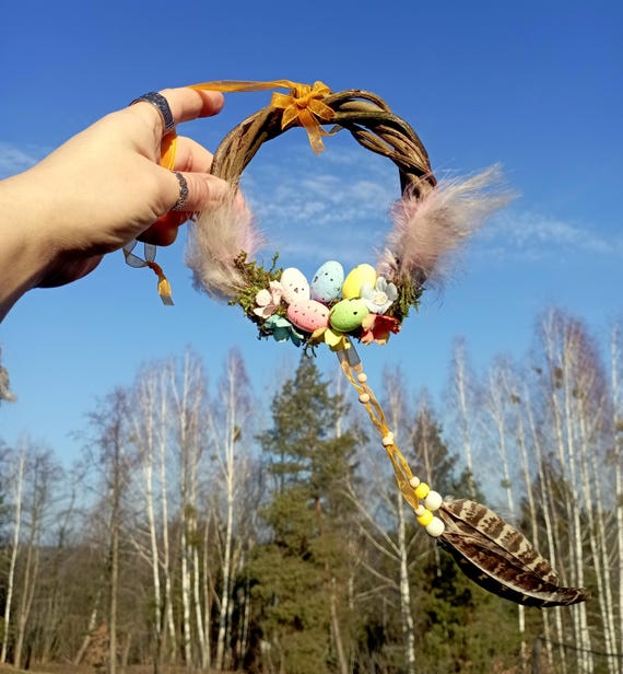 Ostara Wreath Witch Room Decor with Pentacle Wiccan Gifts for Witch Room  Gifts Door Wreath Dia 4,5 Inch,witchy decor Easter Wreath