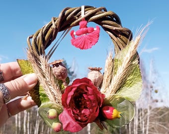Lammas Wreath Witch Room Decor with Pentacle Wiccan Gifts for Witch Room  Gifts Door Wreath Dia 4,5 Inch,witchy decor Easter Wreath