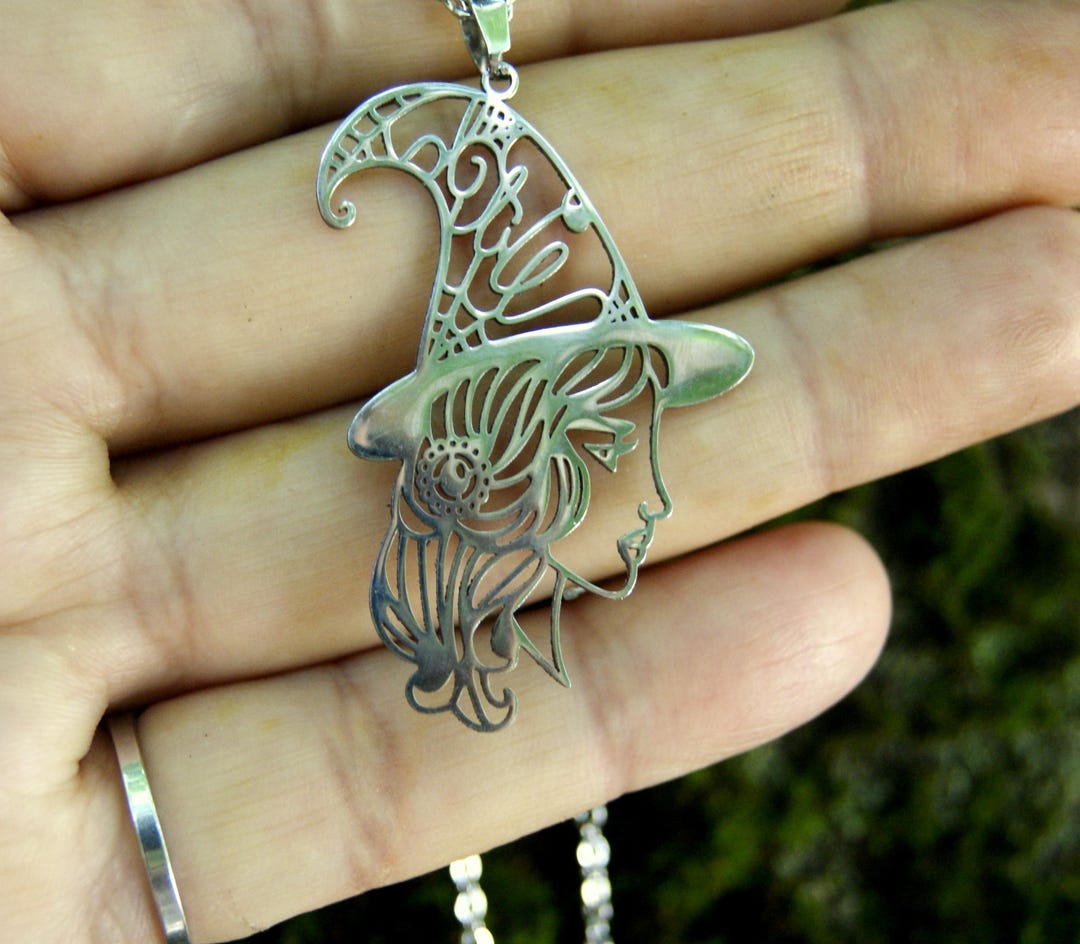 Witch Pendant Witch Hat Necklace Ossult Stainless Steel Jewelry Fine ...