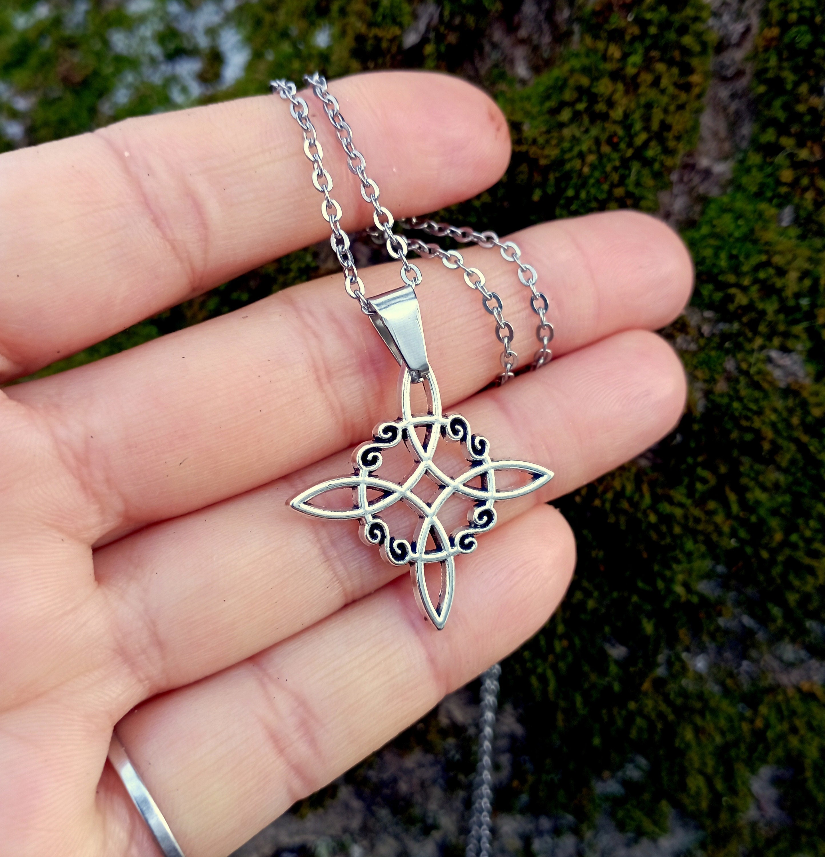 Handcrafted 925 Sterling Silver Witch's Knot Pendant Magic Celtic