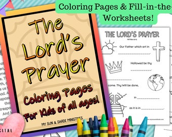 LORD'S PRAYER Craft for Children, Bible Worksheet Bundle, Prayer Craft Journal for Kids, Bible Class 3-12 Years, The Lord's Prayer Printable